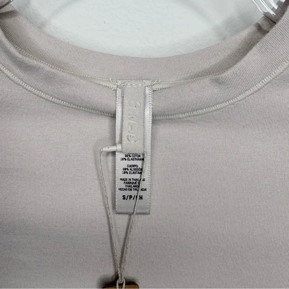 Skims Cotton Jersey Long Sleeve Top Stone Rare Discontinued Color Size S NWT - Picture 3 of 9